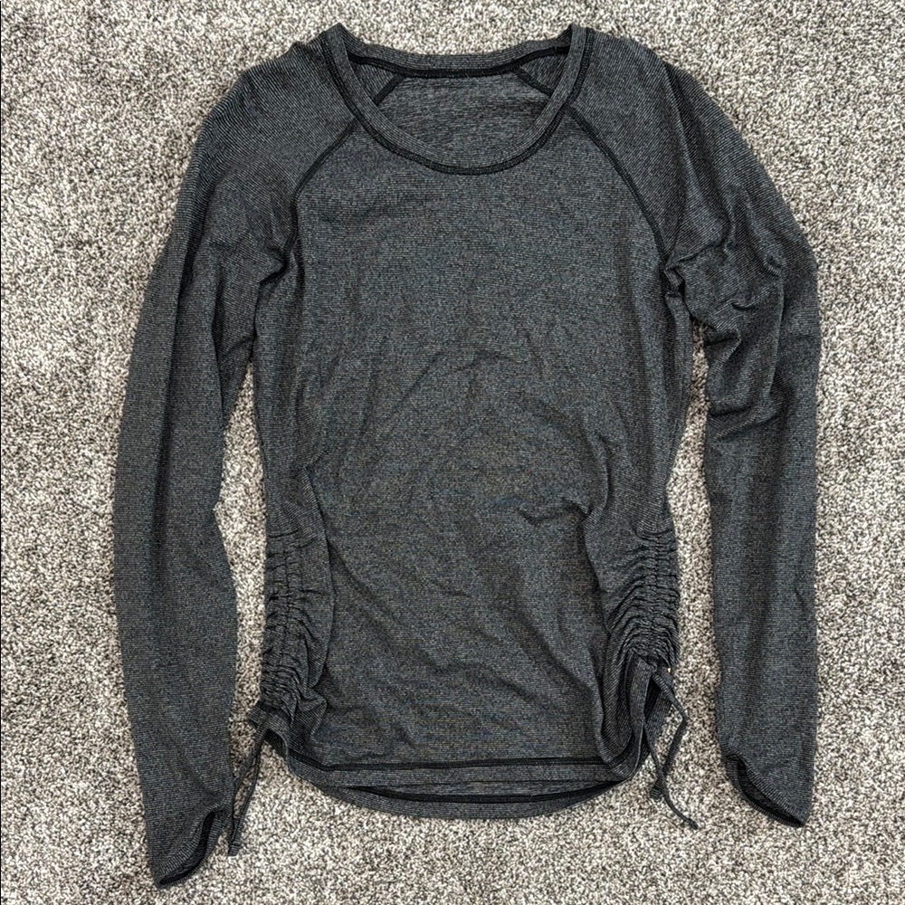 Cinched Side Gray Long Sleeve Top ~ Women's Size Small